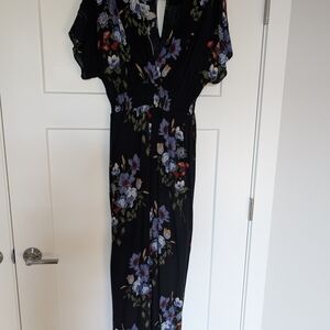 American Eagle Black Floral Jumpsuit - Small